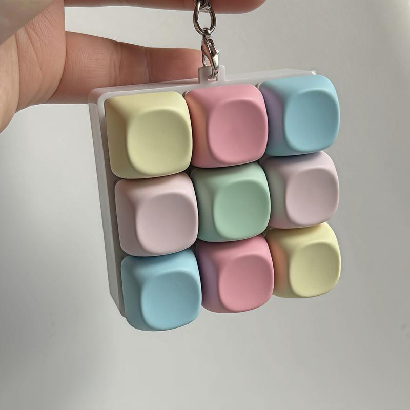 Keyboard Fidget Toy Nine-Key Clicker Keychain Anxiety Stress Reliever Autism Toy Push Bubble Sensory Fidget for Kids Adults Portable ABS Material Bright Colors Comfortable Touch