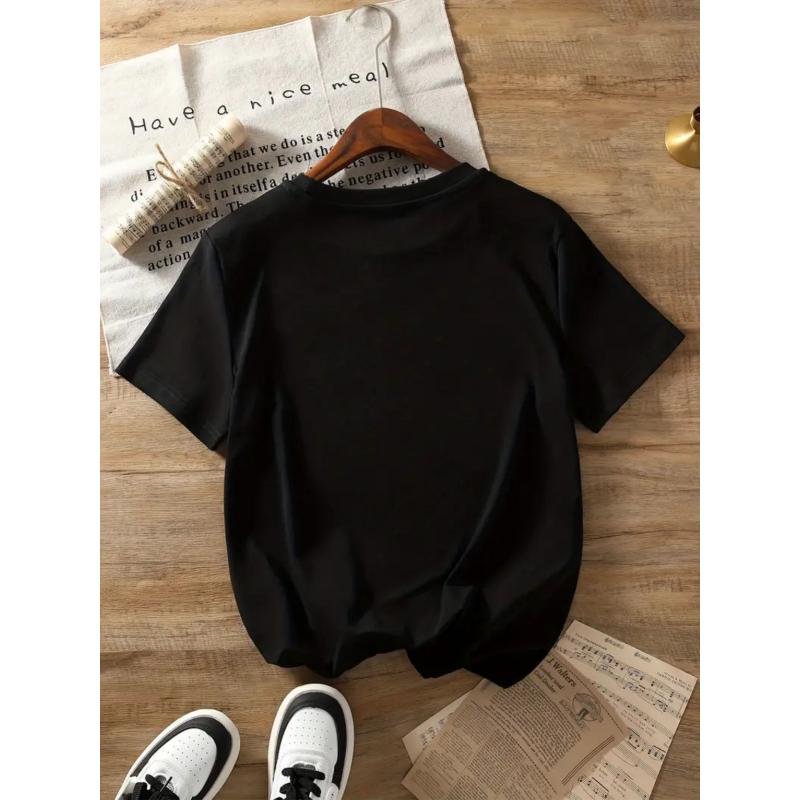 1pc Women's Powerline 95 Tour Graphic T-Shirt - Retro 90s Vintage Design with Lightning Bolt & Stand Out Tour '95 Print, Black Casual Tee, Machine Washable, Perfect Gift for Nostalgic Music Fans