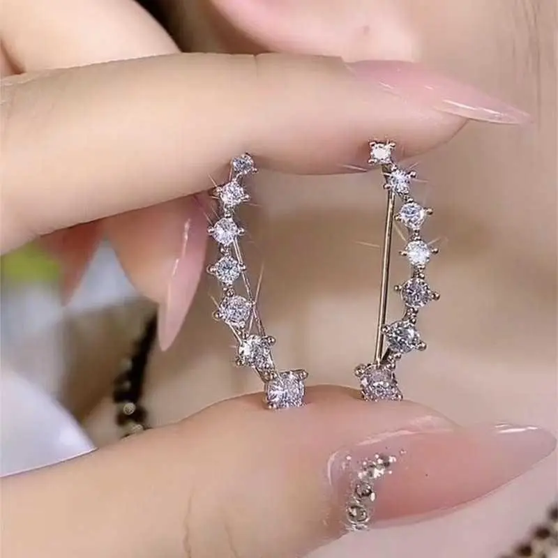 Zircon Earrings for Women 2026 Light Studs Niche Design High-End Ear Cuff Elegant Ear Jewelry HNAM96