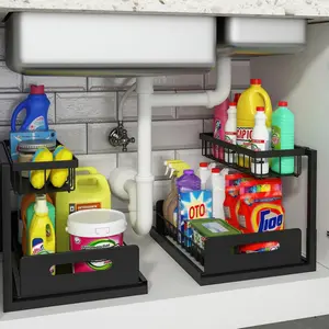Under-Sink Storage Rack for Kitchen, Countertop Drawer-Style Organizer, Spice Rack, Under-Sink Pull-Out Storage Basket, Zwj001 Model