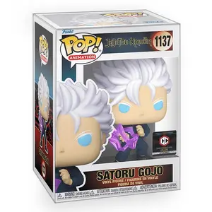 Funko POP Anime: Jujutsu Kaisen - Satoru Gojo Unmasked Hollow Purple Exclusive Vinyl Figure with Epic Collectibles Premium Box Protector Included