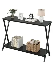 【Christmas Gift】Black  Sofa Tables Narrow Long Behind Couch Table, Narrow Console Table, 2-Tier Industrial Entryway Table For Living Room, Hallway, Foyer Modern Nightstand
