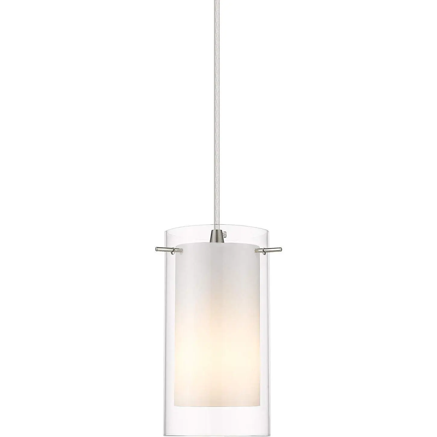 1-Light Pendant Light, Indoor Glass Hanging Light Fixture, Adjustable Height, Brushed Nickel Finish for Kitchen Dining Room, KP-506