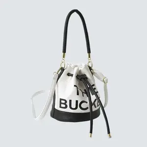 LH2-95302 The Bucket Faux Leather Drawstring Shoulder Satchel w/ Detachable & Adjustable Strap - 7.4'L x 7.8'W x 7.4'D