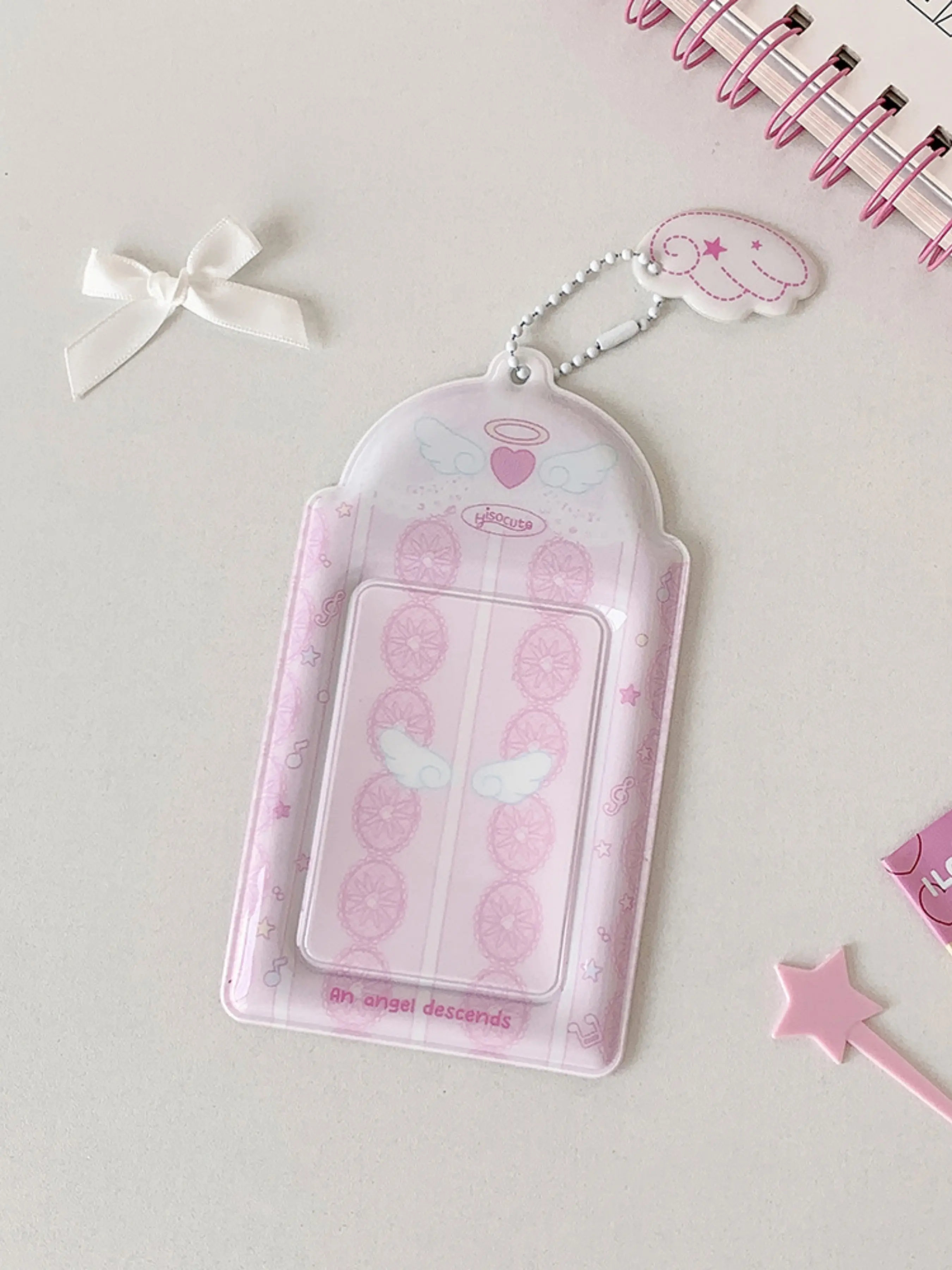 Korean Style Wing Design Student Card Holder, Cute Small Wings Pendant for Girls, Fashionable Bus Card Case, Trendy School Accessory, Badge Holder, Id Holders For Badges, Badge Accessories