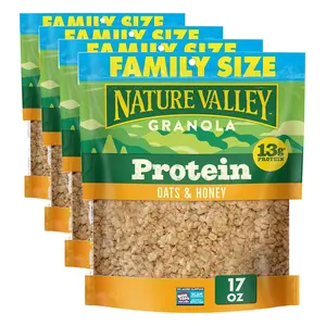 Nature Valley Protein Granola, Oats and Honey Granola, Resealable Snack Pouch, Family Size, 17 oz