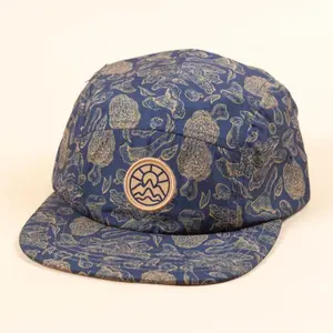 Blue and Brown 5 Panel Mushroom Hat