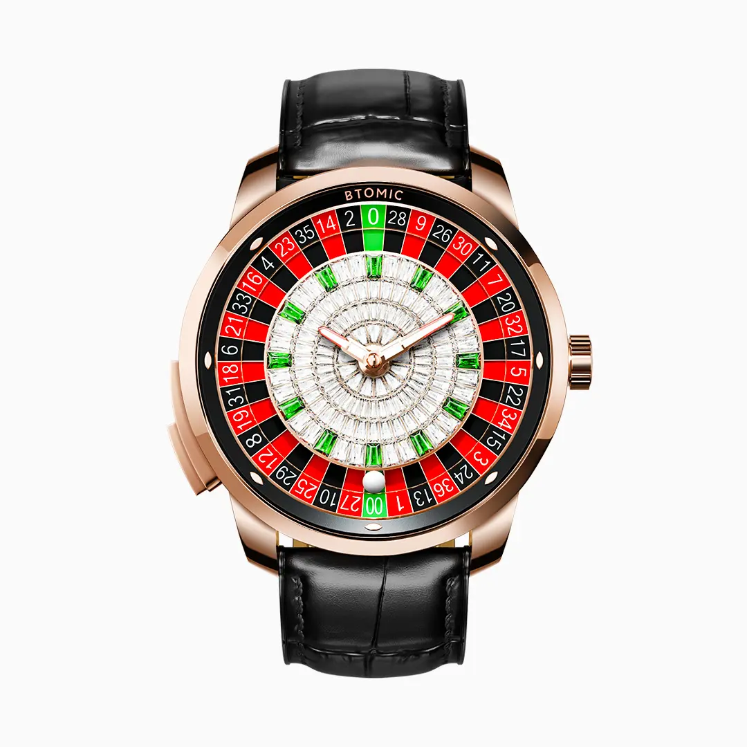 BTOMIC Roulette Mechanical Watch, Interactive Spinning Dial, Automatic Mechanical Movement, Sapphire Crystal, Luminous Hands,Automatic Watches,Men's watches,Diamond Decoration,BA793