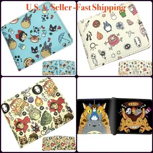 Anime Wallet - Totoro No Face Man Catbus Kiki Jiji Spirited Kodama Calcifer Kaonashi Soot Sprites Mononoke Haku Porco Rosso