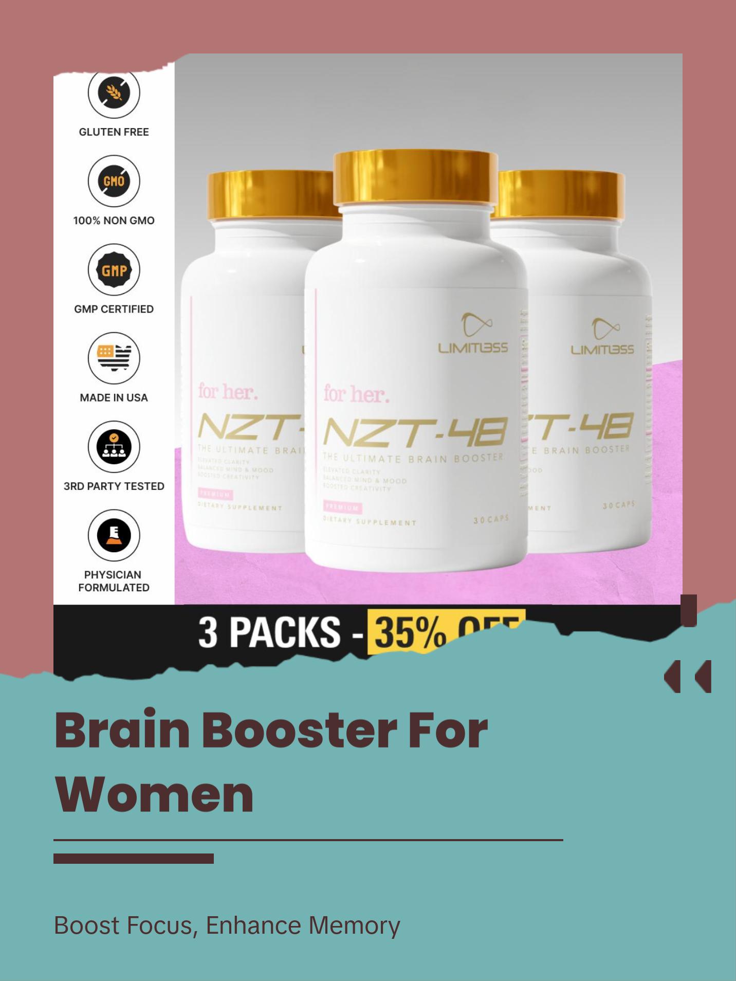 3 Bottles of NZT-48 FOR HER LIONS MANE Ultimate Brain Booster by