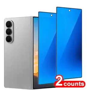 Two-Piece Full Transparency Edge Tempered Glass Screen Protector for Samsung Galaxy Z Fold 7/6 Smartphone, HD Anti-Spy Protection
