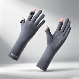 Women's Ice Silk Sunscreen Gloves - Summer UV Protection, Anti-Slip, Extended Wrist, Touchscreen Compatible for Driving, Cycling