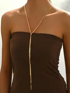 Women's Elegant Chain Necklace, Fashionable Tassel Decor Adjustable Long Necklace for Party, Daily Decor, Trendy All-match & Exquisite Jewelry for Birthday Gift, Modern Versatile Accessories