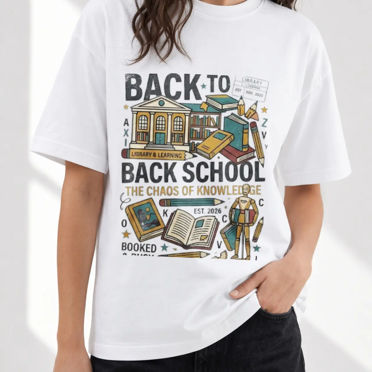Unisex BookTok Aesthetic Library T-Shirt, Vintage Graphic Soft Cotton Tee, Student Casual Couple Tops