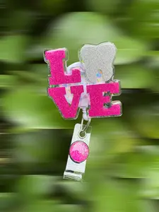 Dental Love Badge Reel Retractable Swivel Alligator Clip Cute Tooth Design for Dental Hygienists