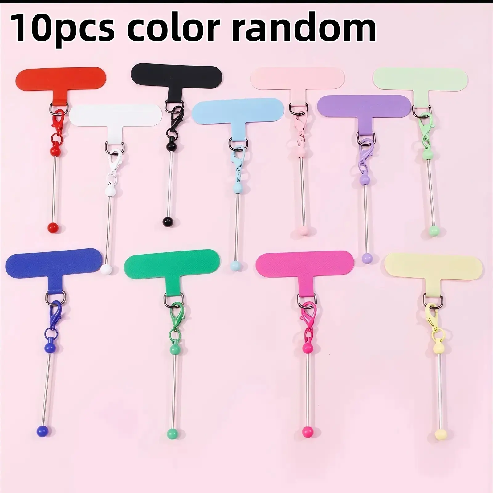 10 Piece Multi-Color Beaded Mini Phone Keychain, Aesthetic Keychain, DIY Phone Keyring, Keychain Set, Holiday Party Gift, Mixed Colors, Perfect for DIY Projects