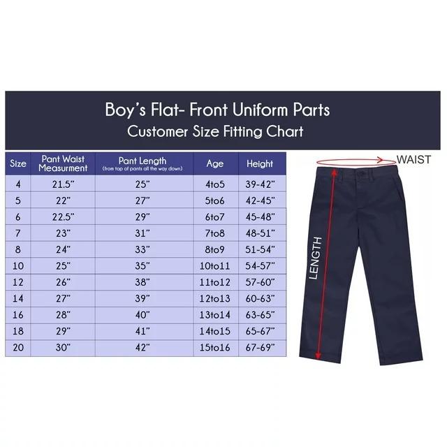 3 Pack Boys Flat Front School Uniform Pants (Sizes 4-20)