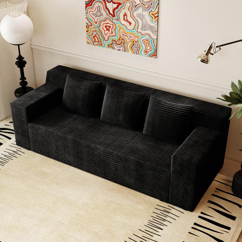 Space-Saving 71" Corduroy Sofa for Small Spaces, Apartments & Offices - 3-Seat Deep Couch, No Assembly Required, Comfy for Living Room, Bedroom, Conference