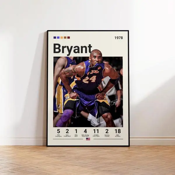 Vintage Kobe Bryant La Lakers Poster - Sports Decor For Fans, Perfect Gift For Sports Bedroom - Collectible
