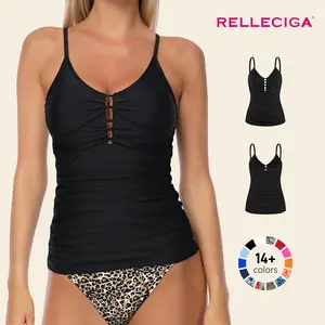SummerVibes RELLECIGA Women's Ruched Tankini Top Women's Swimsuits,summervibes