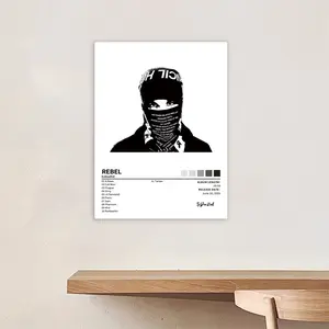EsDeeKid-Rebel music album cover, retro canvas poster, classic hip-hop rap art print, suitable for bedroom, office, living room, cafe or dorm decoration, dorm birthday/Christmas/New Year's gift, frameless.
