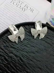 Elegant Bow Rhinestone Earrings, Luxury High-End Bow Earrings, Full Rhinestones Studs, European Style Ear Jewelry for Women