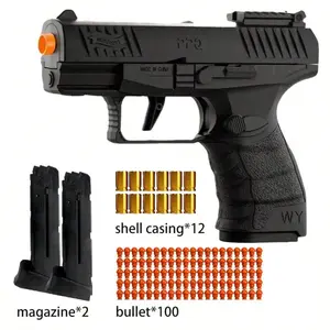 Soft Bullet Gun Toy Pistol With 100 Bullets, 12 Shells, And 2 Mazines New Toy Gun Pistol Hollow Hanging Machine, Toy Foam Blaster, Outdoor Sports Shooting Game.Halloween, Christmas Gifts