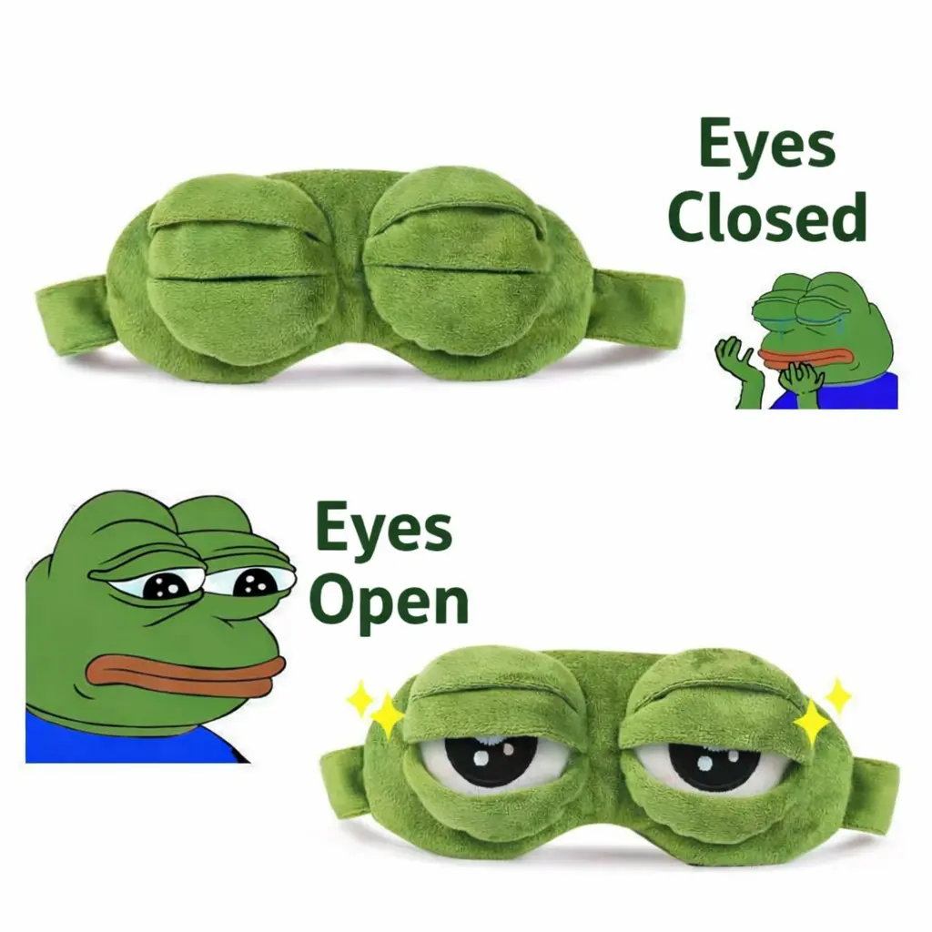 PEPE 3D Frog Sleep Mask, Soft Cartoon Eyeshade for Men and Women, Portable Blindfold for Travel, Napping, and Winter Home Relaxation SpringStatements