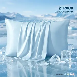 [2 Pack]Cooling Pillowcases for Hot Sleepers | Cool-to-the-Touch Silky Soft | Stop Night Sweats | Frizz-Free for Hair and Skin Care