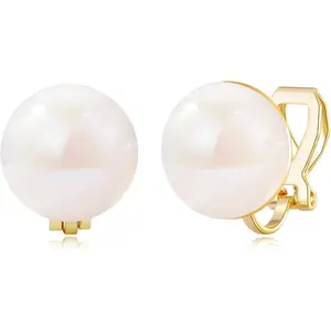 Simulated Freshwater Pearl Clip On Earrings Not Pierced Elegant Stud Jewelry For Women