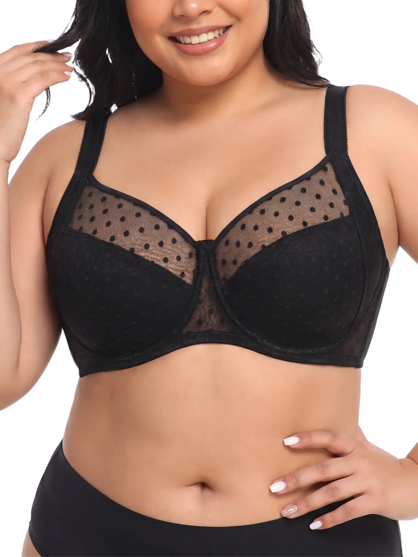 TryWish 38D-48DD Plus Size Women's Sexy Lace Unlined Bra Full Coverage Minimizer Bra Lifting Daily Lightweight Breathable Comfort
