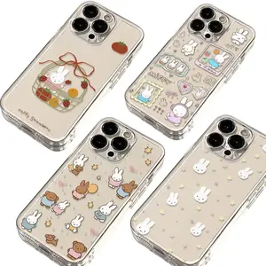 Kawaii Miffy Rabbit Phone Case Transparent Cases For iPhone 17 16 15 14 13 12 11 Promax Pro Air Plus Shockproof Cover Protection Gifts For Christmas Halloween Birthday