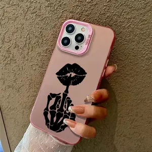 Compatible with for iPhone 17 Pro Max 16 Plus 15 14 13 12 11 Air Skull Hand Lip Tattoo Durable Shockproof Anti-Scratch TPU PC Plastic Protection Case IMD Hybrid Plate Hologram Technology