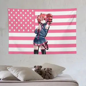 Anime Hatsune Miku Kasane Teto Flag Funny Banner Tapestry Flag Suitable for Wall Decoration College Dormitory Indoor Outdoor Party Decoration Durable Room Decoration 3*5FT