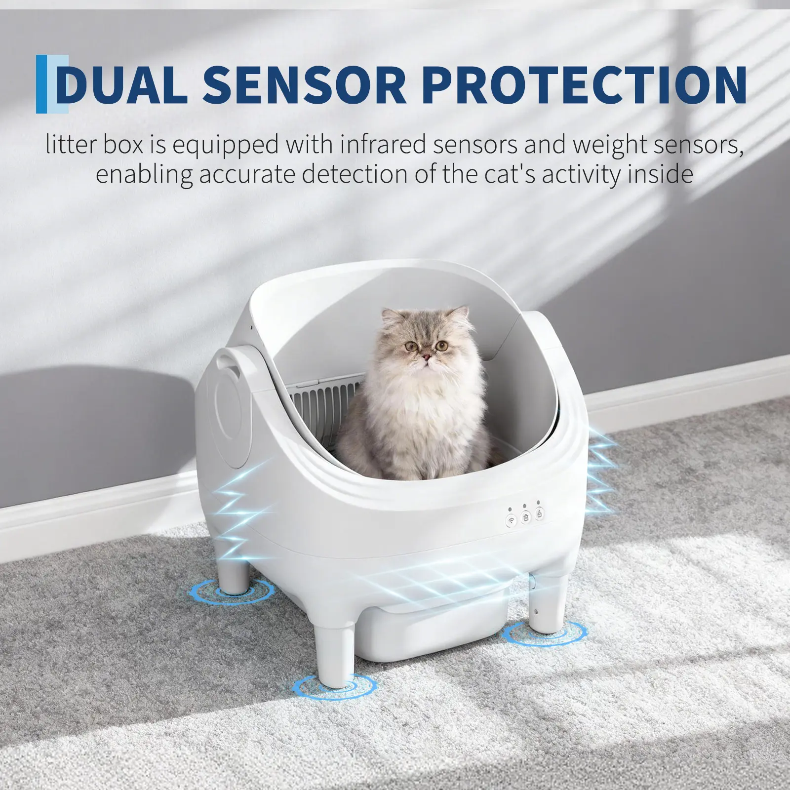Automatic Self-Cleaning Cat Litter Box, Smart WiFi App Control Robot Cat Litter Box with 7-Layer Safety Sensors, 10.5L Large Waste Bin & Odor Control, Open-Top Design for Easy Access