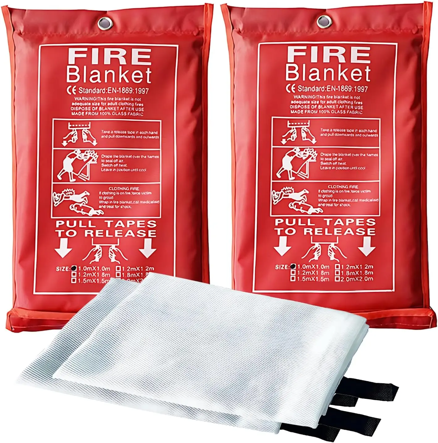 Fire Blanket 40"x40" - Reusable Emergency Fire Suppression for Kitchen, Grill, Home, Camping,Car,Fireplace, School, BBQ & Office (2 Pack)