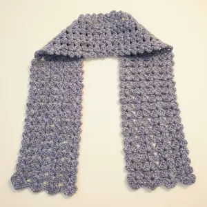 Denim Blue Crochet Scarf, Fashionable Scarf, Soft Warm Shawl, Casual Everyday All-Seasons Accessory