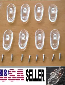 USA Seller Soft Comfort Eyeglasses Nose Pads 8 Pcs + 8 Pcs Screws Silicone Anti-Slip Cushions for Glasses Sunglasses Replacement Parts Easy Install