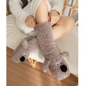 3D Dog Thicken Fleece Lined Socks for Women Girls Winter Warm Cozy Slipper Socks with Non-Skid Silicone Rubber Grips Twist Pattern Design EU 35-41 Soft Fluffy Comfortable Home Wear - Smooth, Womenswear