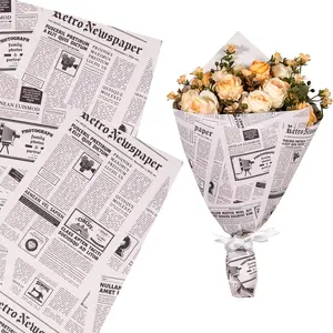 10 Sheets Retro Newspaper  Flower Wrapping Paper - 18 x 18 inch  Newspaper Collage Bouquet Wrapping Paper, Florist Supplies Packaging for Birthday, Wedding,  DIY
