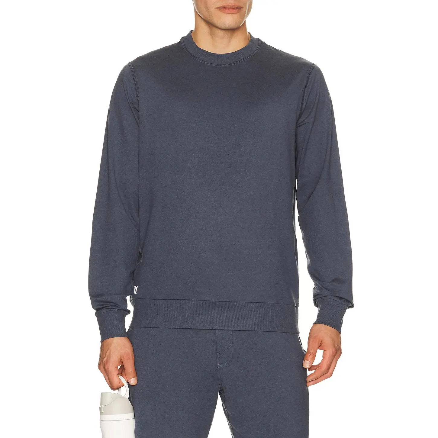 Vuori Ponto Performance Crew Pullover Sweater in Azure Heather
