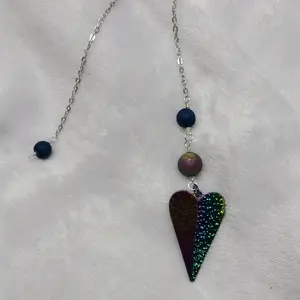 Meatal Heart Electroplated Druzy Pendulum