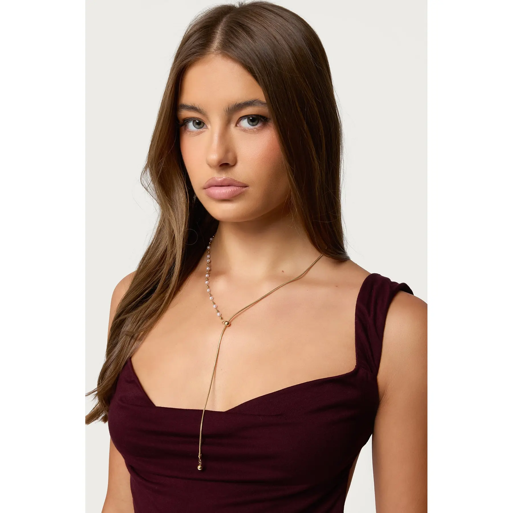 Pearl Beaded Cascading Chain Necklace