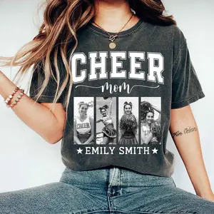 Custom Photo Cheer Mom Shirt, Personalized Cheerleader Gift, Game Day Spirit Tee, Senior 2026, High School Shirt