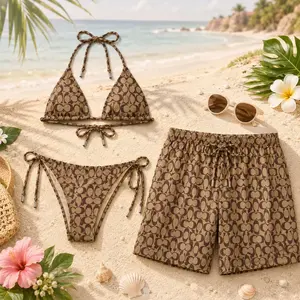 Signature Swim Coa Matching Couple Swimwear 2026 – Bikini & Men Shorts Set, Viral Beach Outfit, Summer Vacation Swim Set for Couples