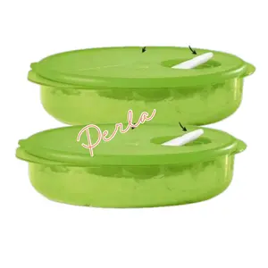 2-Piece Green Polycarbonate Kitchen Food Storage Container Set, 800ml Stackable Sealable Leakproof Airtight Containers, Microwave-Safe for Meal Prep, Sealable Container