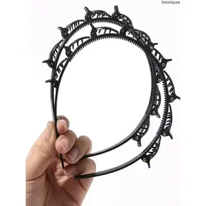 2Pcs Braided Headband with Clips - Double Layer Twist Hair Hoop | Lazy Hair Styling Tool Non-Slip Bangs Holder for Women Girls Daily Makeup Sports