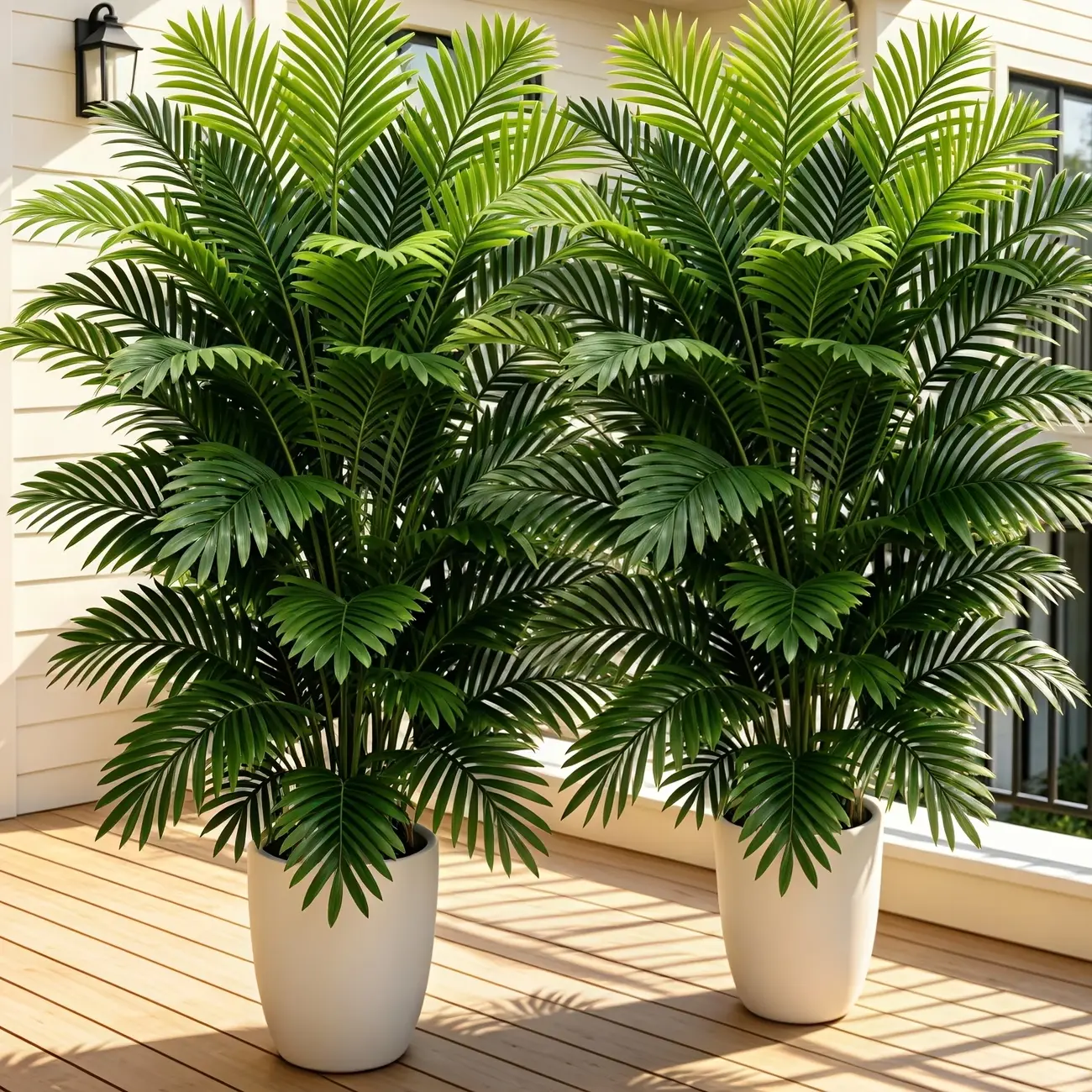 2 Pack Artificial Areca Palm Tree, Realistic Faux Tropical Palm Plant, Large Fake Potted Plants, Low Maintenance Decor for Living Room, Patio & Office