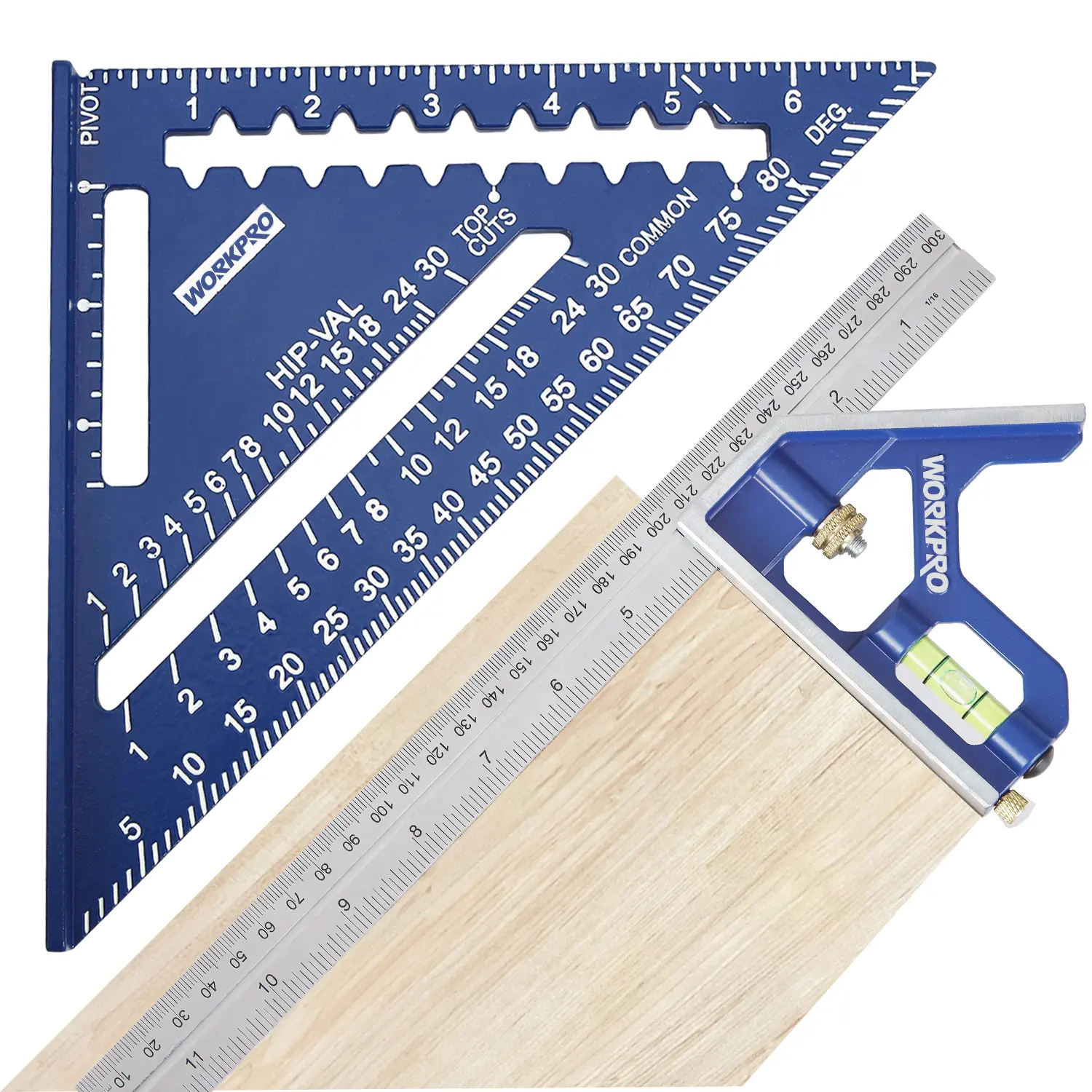 #backtoschool WORKPRO Aluminum Alloy Carpenter Square and Zinc-Alloy Square Ruler Set - 7 in. Rafter Layout Tool and 12 in. Combination Square Combo