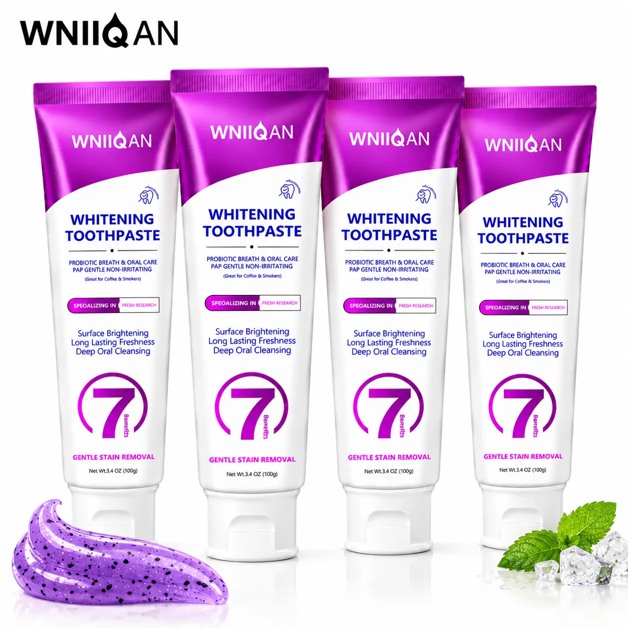 WNIIQAN Purple Formula Toothpaste, Probiotic Breath Care, Gentle Oral Care, Fresh Feeling for Daily Use
